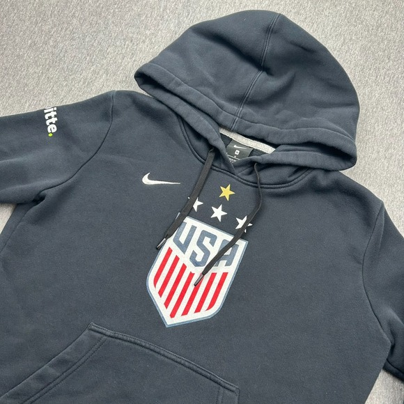 Nike Tops - Nike Club Fleece USA Soccer Hoodie Sweatshirt Womens Medium Black Pullover *LOGO